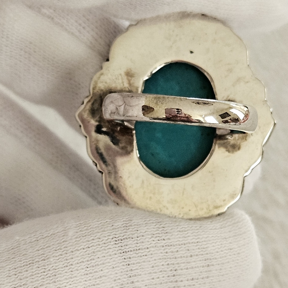 Artisan Turquoise Sterling Silver Ring Sz 7 TGW 13.7 - Picture 5 of 12